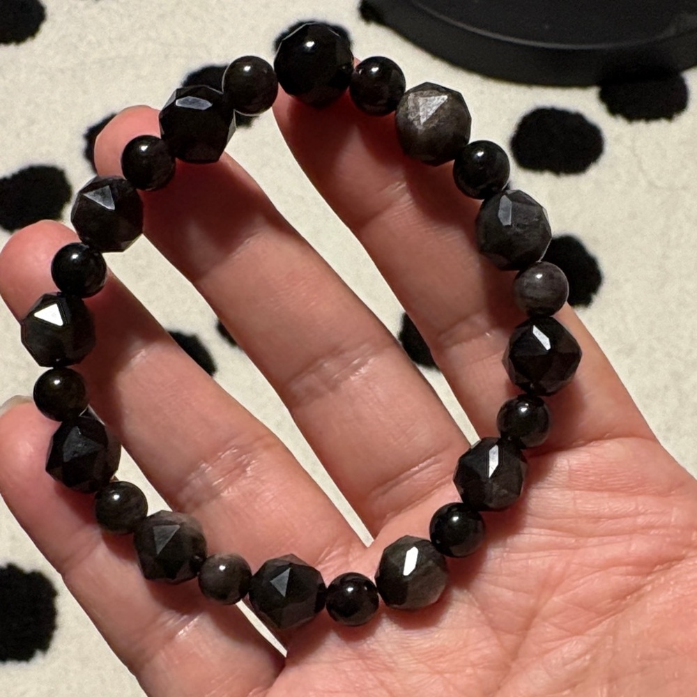 Faceted silver sheen obsidian Bracelet